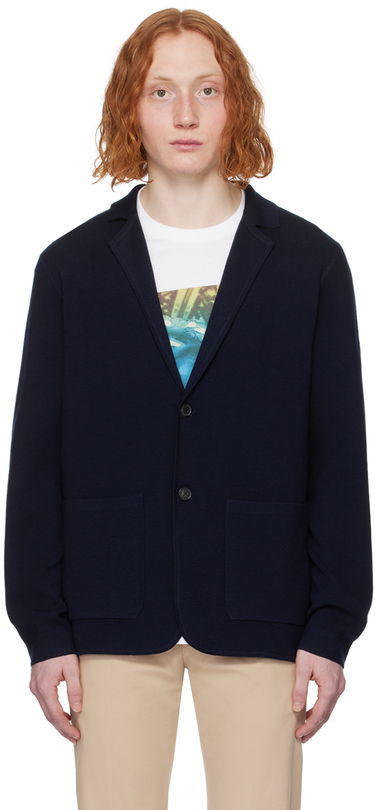 Sveter Paul Smith Paul Smith Notched Lapel Knit Jacket Navy | M1R-580X-M01795-49, 0