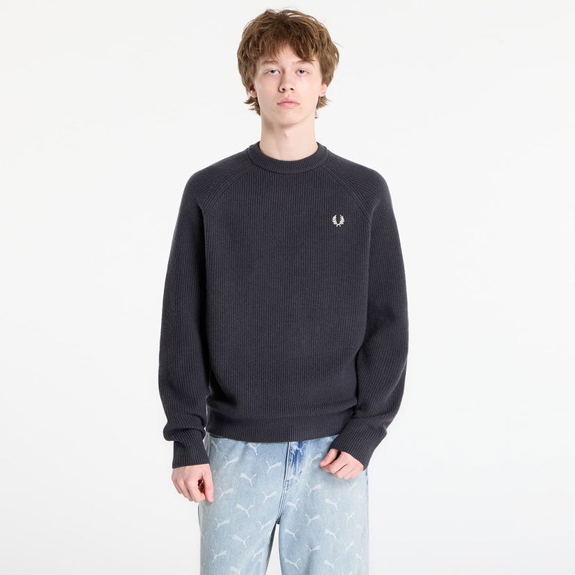 Sveter Fred Perry Ribbed Knit Lambswool Raglan Jumper Šedá | K1548 297