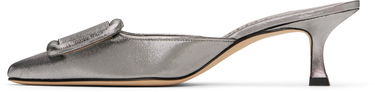 Tenisky a topánky Manolo Blahnik Manolo Blahnik Maysale Buckle Kitten Heel Mules Metalická | 125-2920, 2