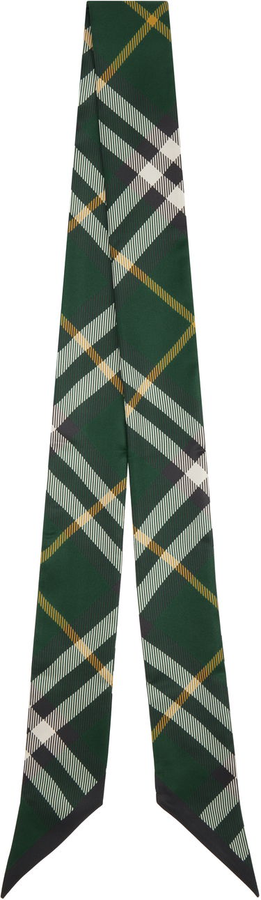 Šál Burberry Skinny Silk Scarf with a Check Pattern Zelené | 8095832, 0