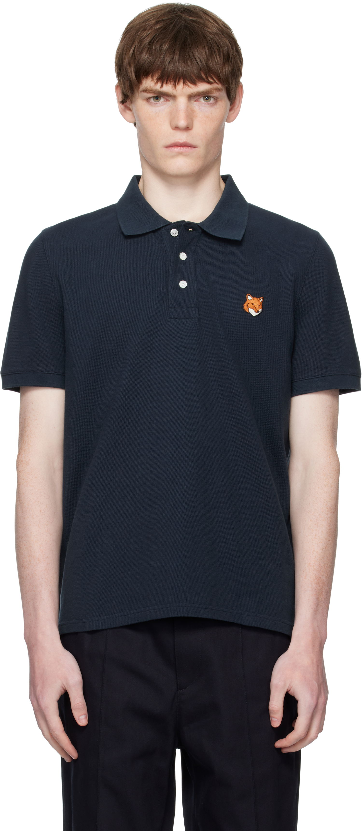 Polo tričko MAISON KITSUNÉ Maison Kitsuné Fox Head Patch Regular Fit Polo Navy | PM00209KP0002, 0