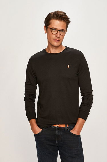 Tričko Polo by Ralph Lauren Long Sleeve Cotton Custom Tee Čierna | 710760121001, 0