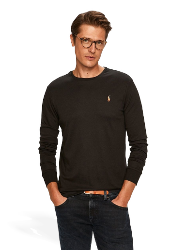 Tričko Polo by Ralph Lauren Long Sleeve Cotton Custom Tee Čierna | 710760121001