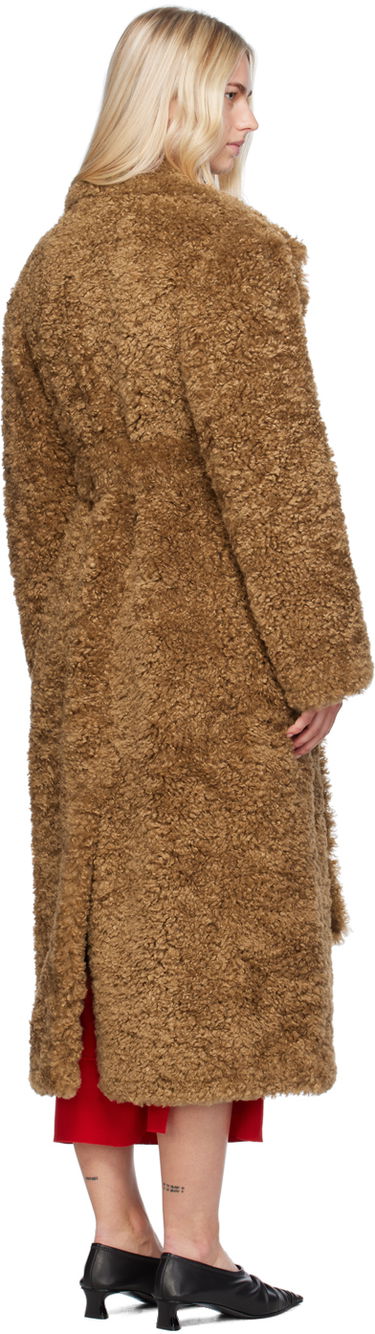 Kabáty Stella McCartney Stella McCartney Belted Plush Teddy Faux-Shearling Coat Hnedá | 6600883EU901, 2