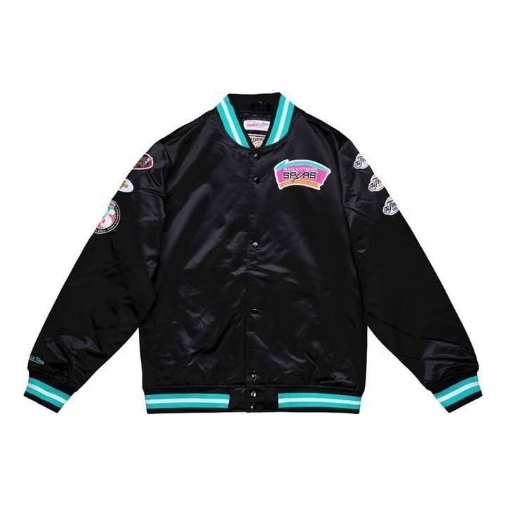 Bomber bunda Mitchell & Ness Mitchell & Ness NBA San Antonio Spurs Champ City Satin Jacket Čierna | OJBF3232-SASYYPPPBLCK, 0