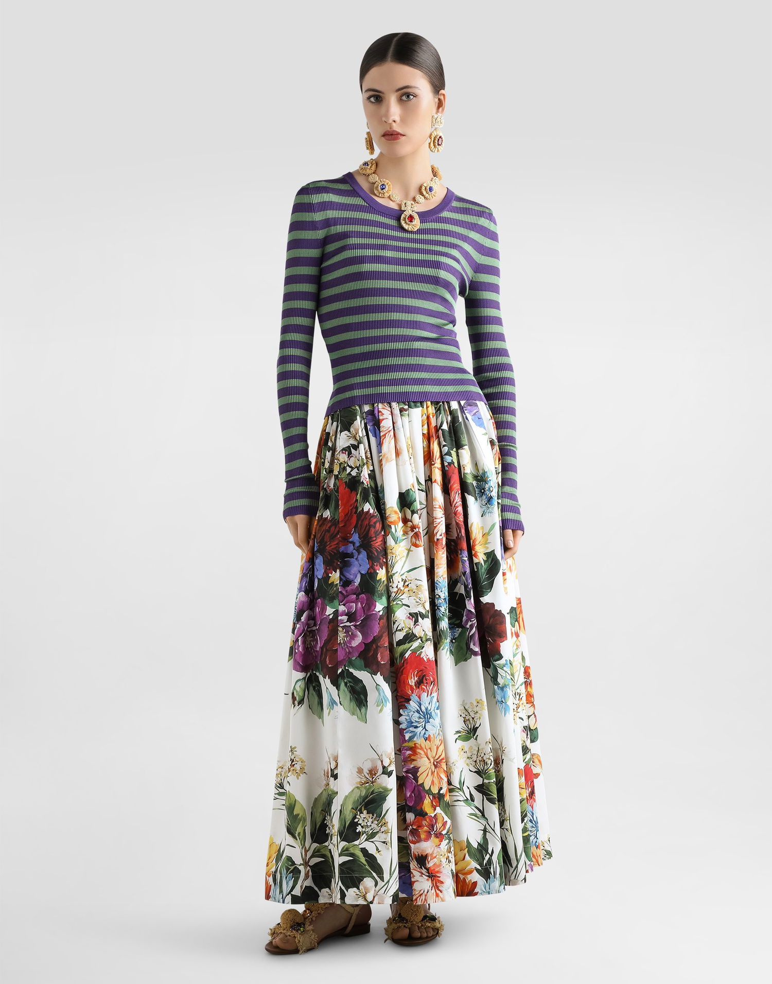 Sukňa Dolce & Gabbana Dolce & Gabbana Bouquet Flower-print Wide Skirt Rôznofarebný | F4C6QTHS5TRHA5PC, 1