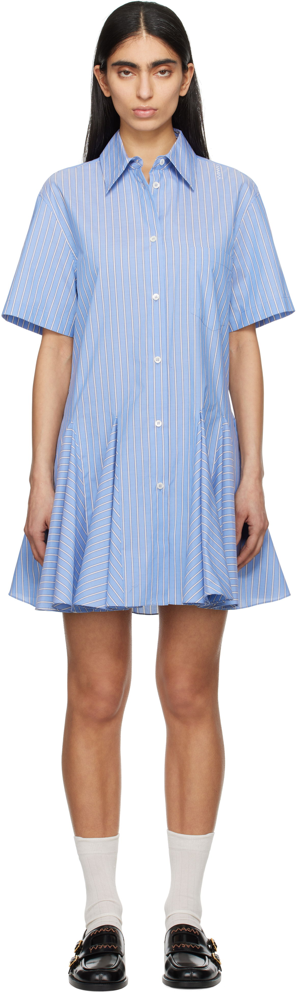 Šaty Marni Marni Striped Poplin Shirt Minidress Modrá | ABMA1379S0 UTC455, 0