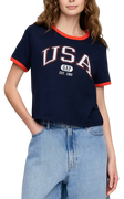 USA Ringer Crop T-Shirt