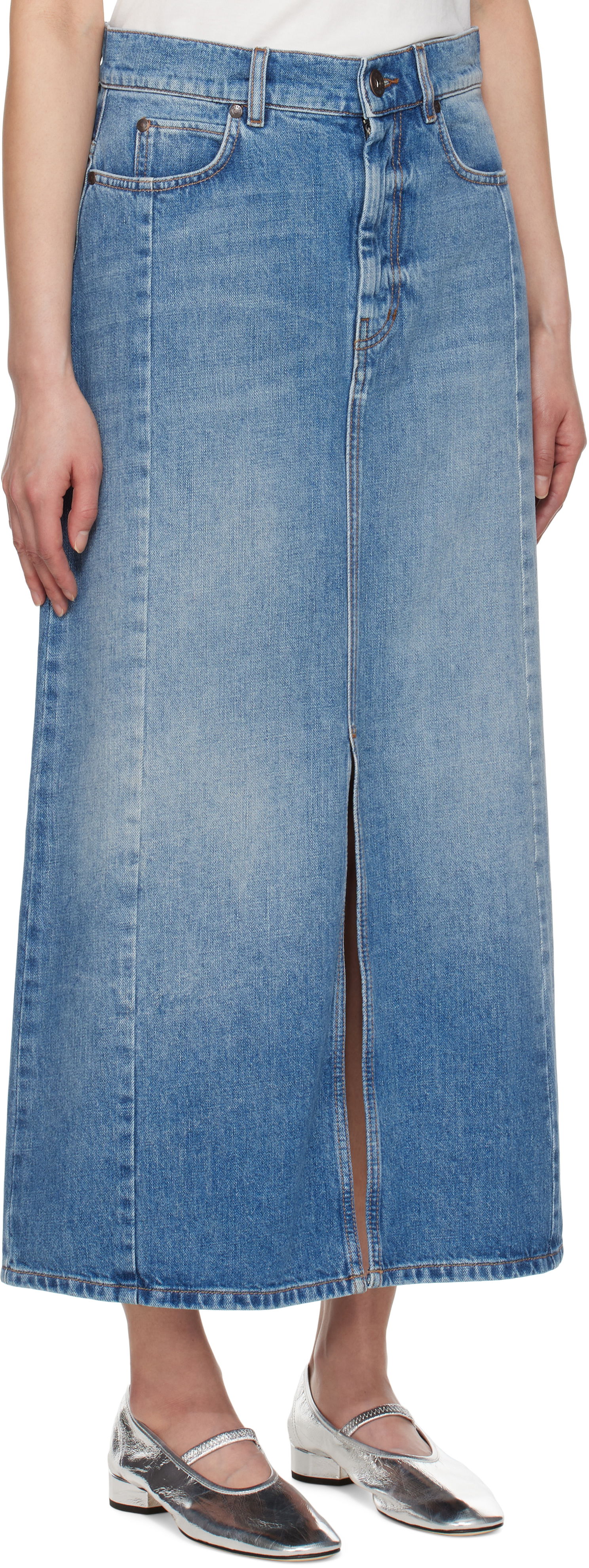 Sukňa Max Mara Weekend Max Mara Gesso Denim Midi Skirt Modrá | 2515101061600, 1
