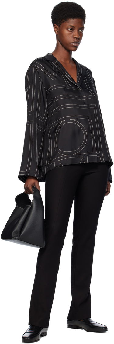 Košeľa TOTEME Monogram Satin Shirt Čierna | 213-755-707, 3