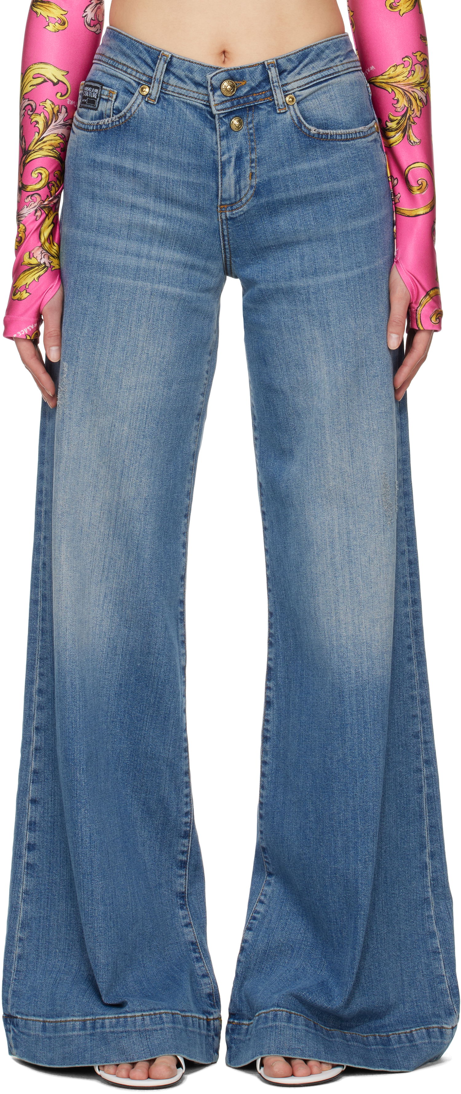 Džínsy Versace Versace Jeans Couture Flared Jeans Modrá | E78HAB561_ECDWA8, 0