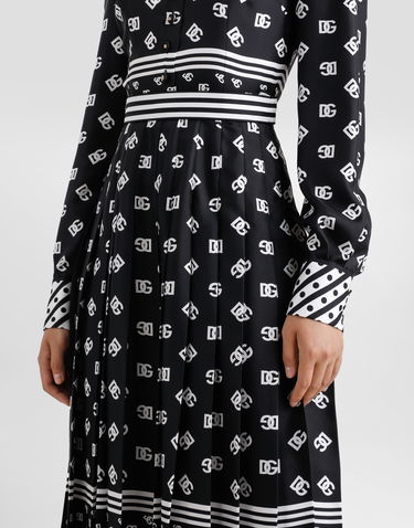 Šaty Dolce & Gabbana Dolce & Gabbana Calf-Length Shirt Dress with DG Logo Print Čierna | F6TMNTGDCVJN0000, 3