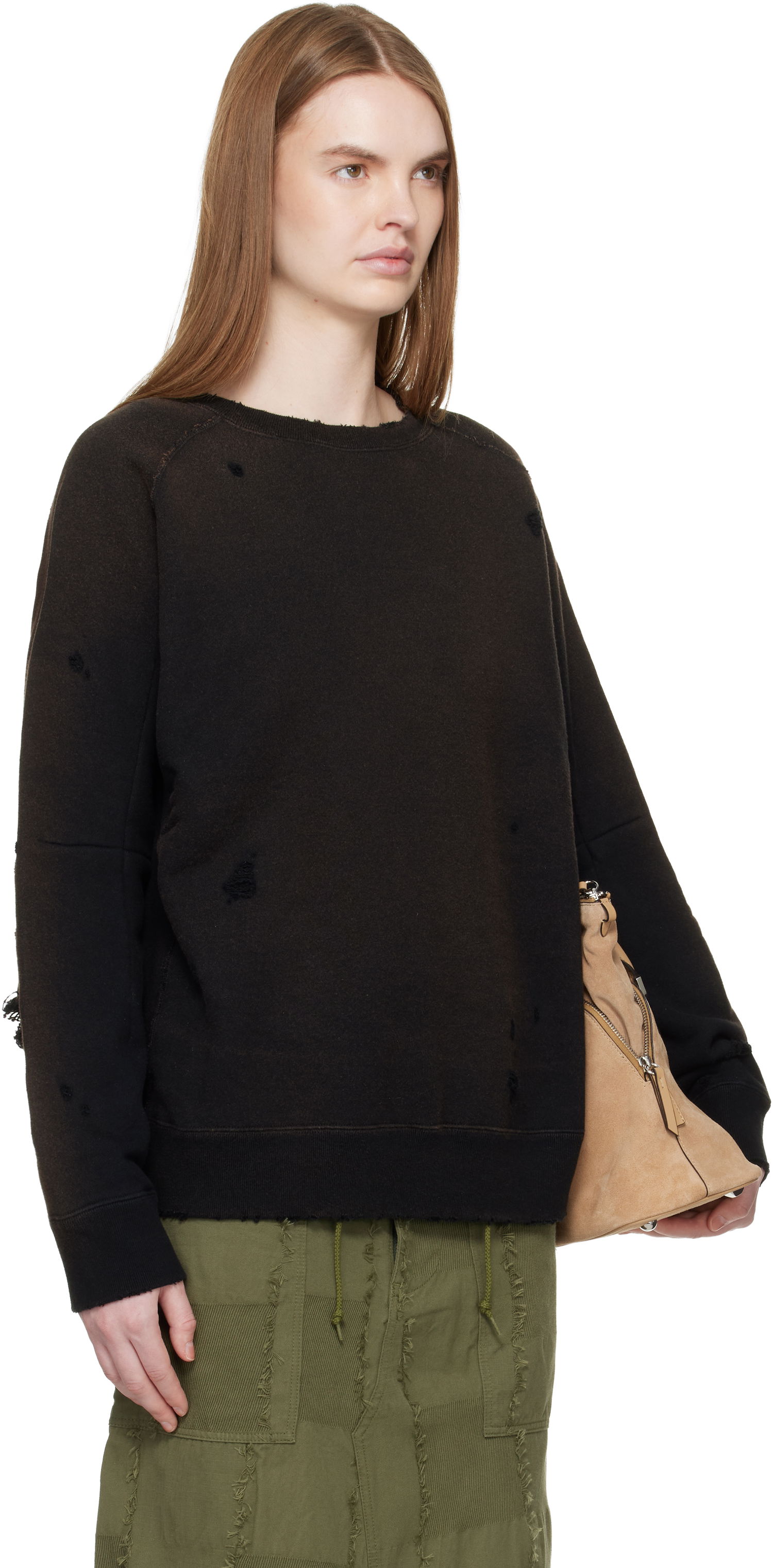 Mikina Needles Distressed Darts Sweatshirt Čierna | QV368, 1