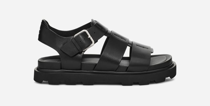 Tenisky a topánky UGG ® Capitelle Strap Sandal for Women in Black, Size 4, Leather Čierna | 1152674-BLK