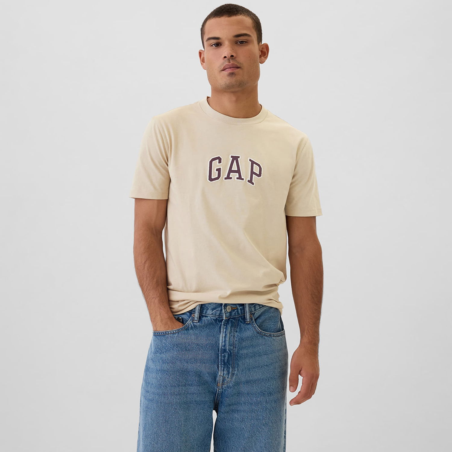 Tričko GAP T-shirt Logo New Arch Tee Bedrock M Béžová | 570044-26, 0