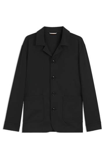 Bunda BOSS Relaxed Fit Virgin Wool Serge Overshirt Čierna | 50545907, 0