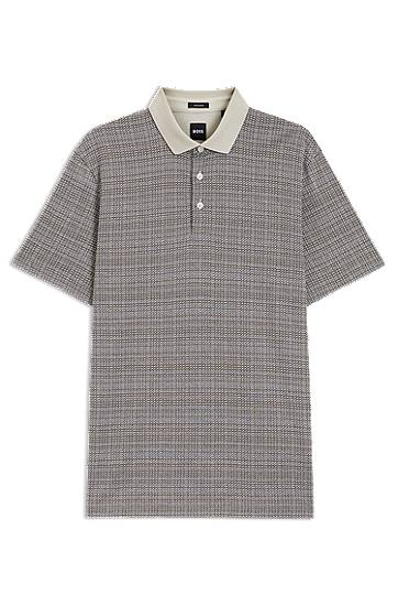 Polo tričko BOSS Grid Pattern Mercerized Cotton Polo Shirt Béžová | 50543402