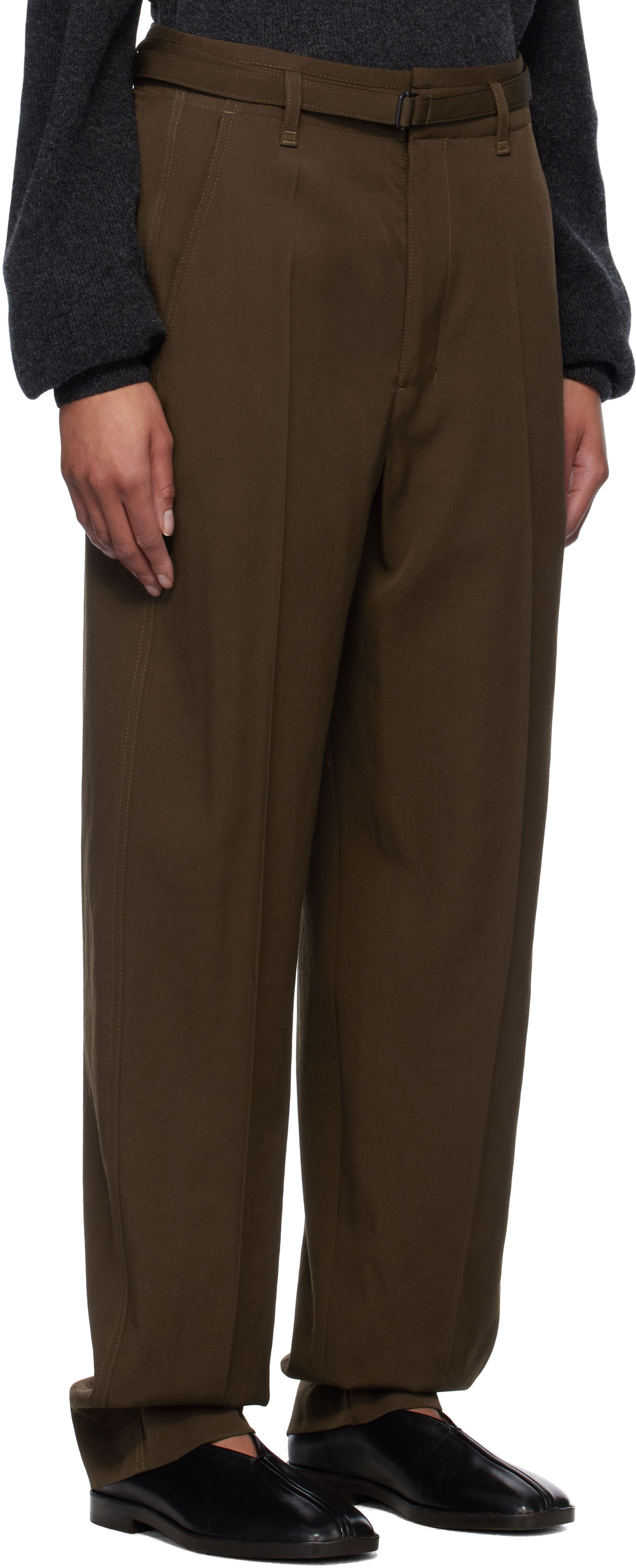 Nohavice LEMAIRE Lemaire Belted Soft Tailored Trousers Hnedá | PA1155 LF1317, 1