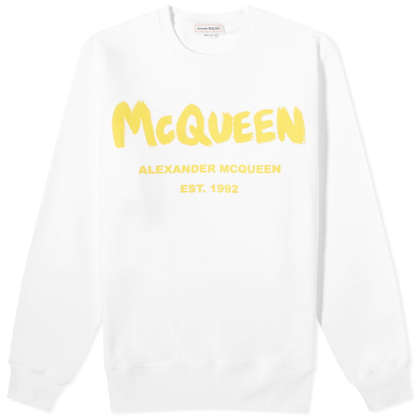 Sveter Alexander McQueen Graffiti Logo Crewneck Biela | 688713QTAAB-0959