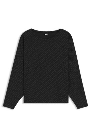 Pyžamo BOSS Monogram-print pyjama top with batwing sleeves Čierna | 50550693