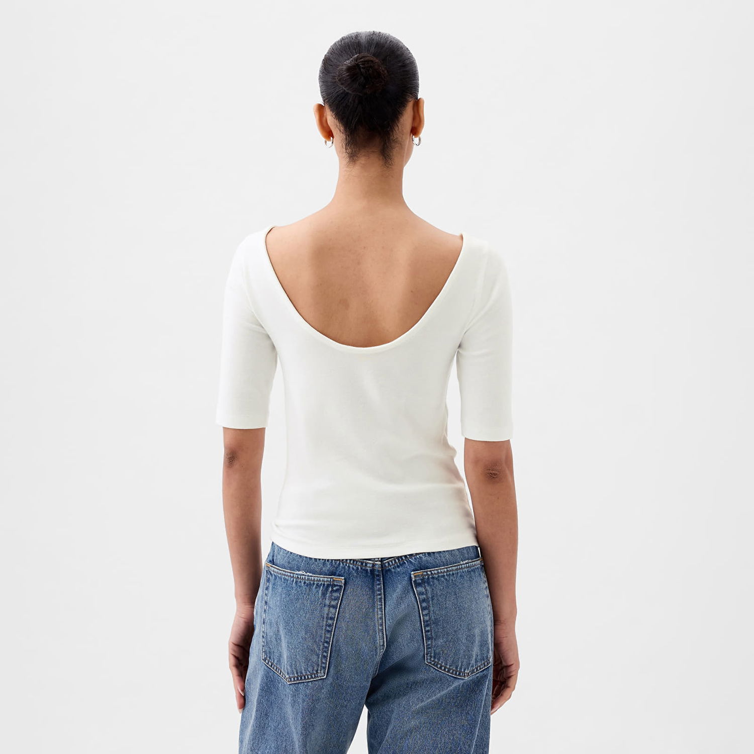 Tričko GAP Top Elbow Sleeve Modal Ballet Back Top New Off White Biela | 878217-03, 1