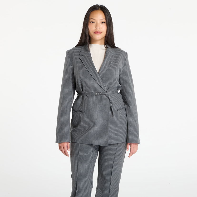 Bunda Samsoe Samsoe Samsøe Samsøe Salot Pinstripe Blazer with Belt Šedá | F25300119_CLR002319