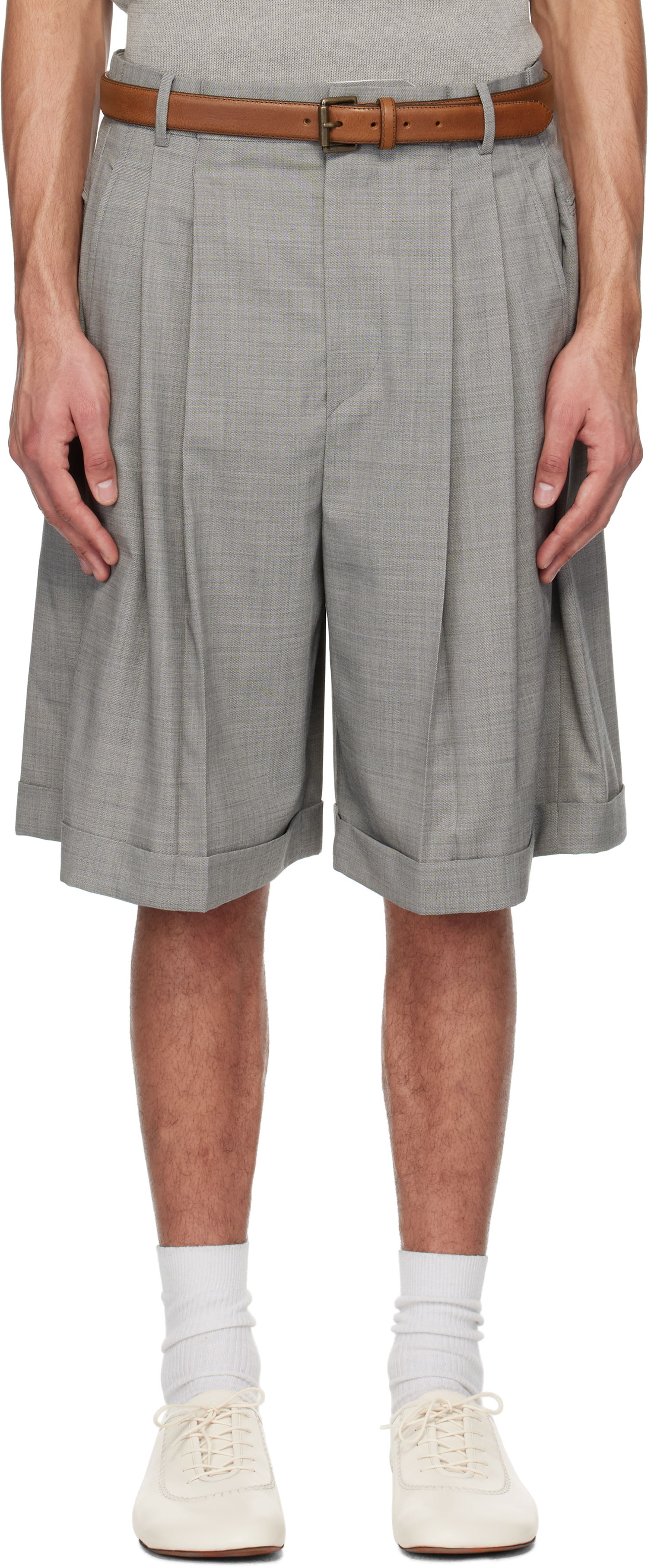 Šortky HED MAYNER Hed Mayner Pleated Shorts Šedá | HMMA30024A-HA150, 0