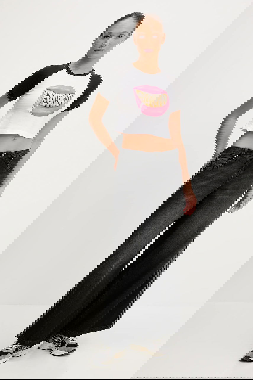 Crop Top Puma PUMA x A$AP ROCKY Graphic 'FLANKD' Lip Print Cropped Raglan T-Shirt with Lace Trim Rôznofarebný | 633419, 1