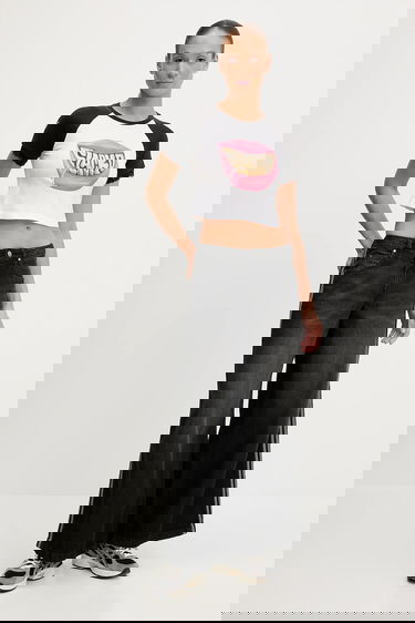 Crop Top Puma PUMA x A$AP ROCKY Graphic 'FLANKD' Lip Print Cropped Raglan T-Shirt with Lace Trim Rôznofarebný | 633419, 1