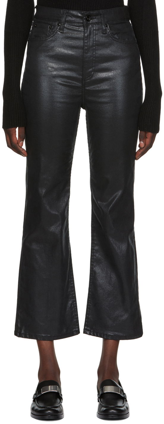 Džínsy rag & bone Women's Casey Bootcut Coated Jeans Čierna | WDD22F2917SGBL, 0