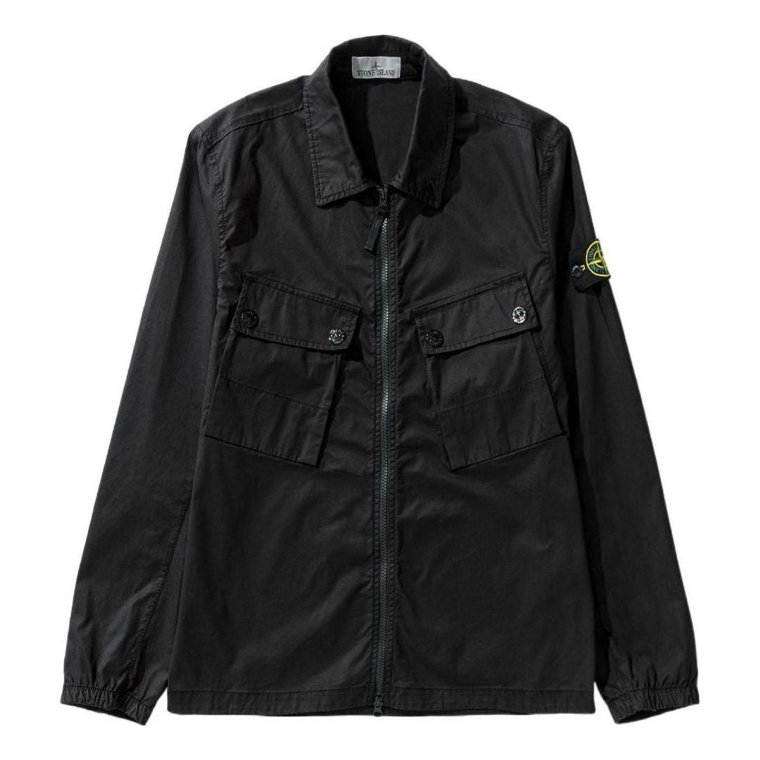 Vetrovka Stone Island Compass Patch Zip Up Shirt Čierna | 771510910-V0029, 0