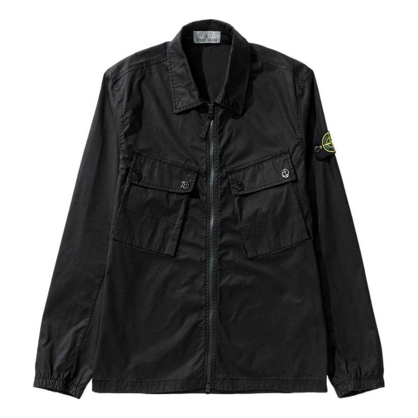 Vetrovka Stone Island Compass Patch Zip Up Shirt Čierna | 771510910-V0029