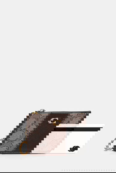 Peňaženka Coach Monogrammed Zippered Card Case with Key Ring Hnedá | CCD13, 4