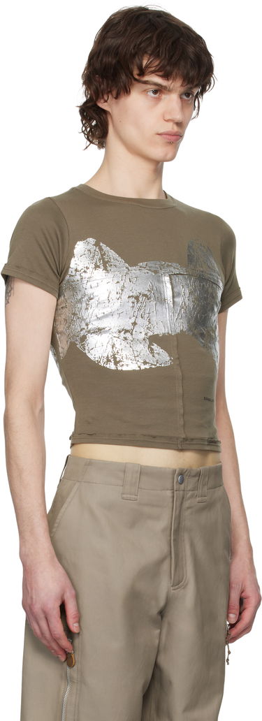 Crop Top Eckhaus Latta Eckhaus Latta Lapped Baby T-Shirt Zelené | 303-EL-PS25-R - REFLECTOR, 1