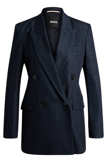 Vesta BOSS Long Denim-Effect Twill Jacket Navy | 50521357, 0