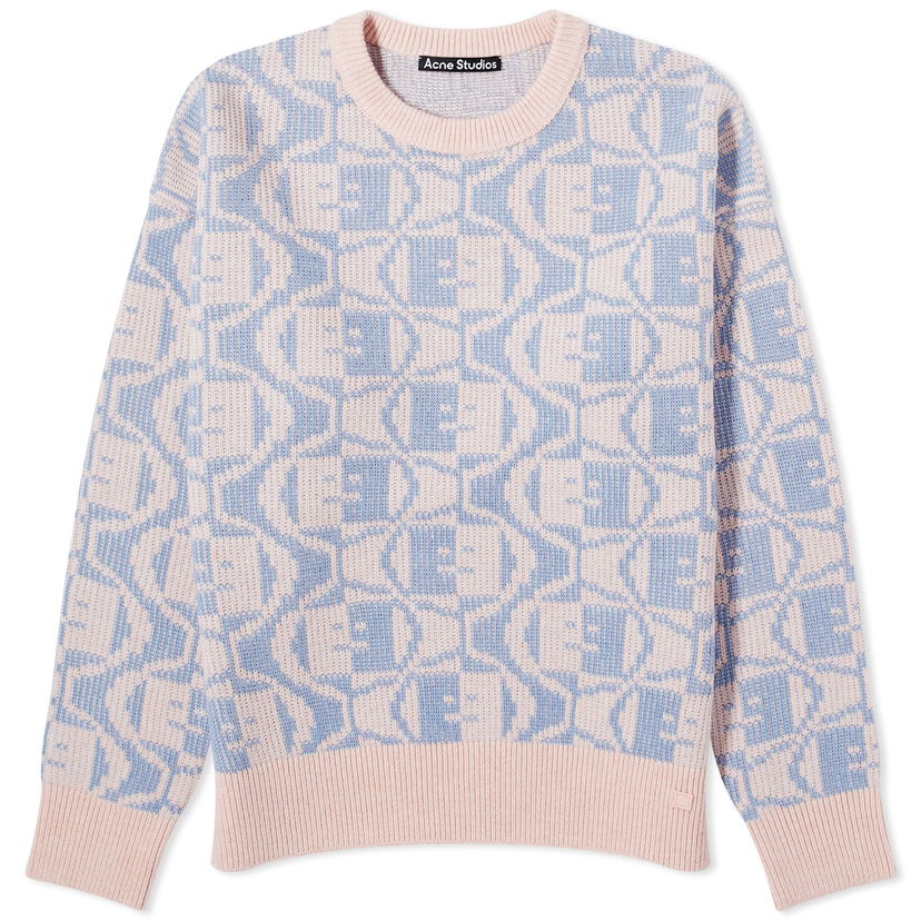 Sveter Acne Studios Katch 2 Tone Face Jumper "Faded Pink Melange/Light Blue" Ružová | C60081-DLG