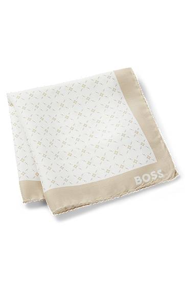 Šál BOSS BOSS Pocket Square with Logo Border Béžová | 50540032, 1