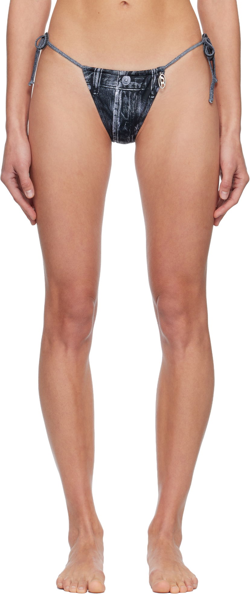 Plavky Diesel Jodie-Dnm Denim Print Bikini Bottom Čierna | A19158 0BNCW