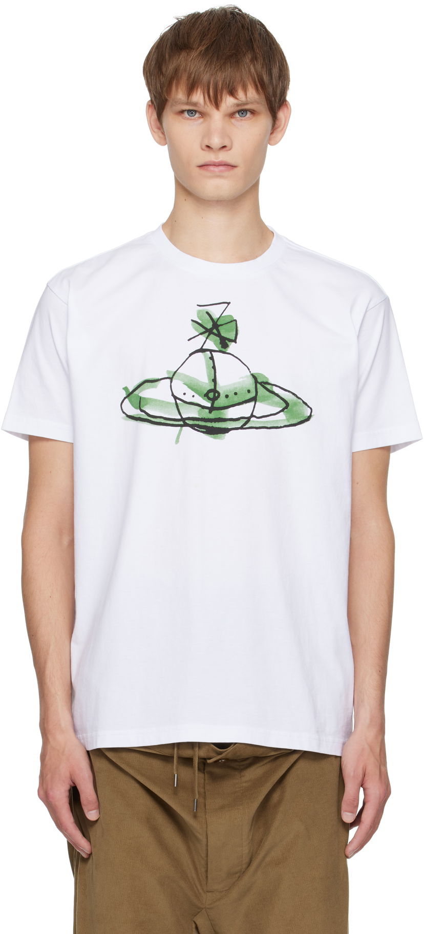 Tričko Vivienne Westwood Vivienne Westwood Classic T-Shirt with Green Orb Print Biela | 3G01003W-J001M-