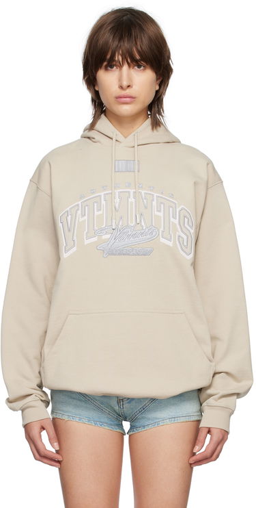 Mikina VETEMENTS College Print Hoodie Béžová | VL16HD380G, 0