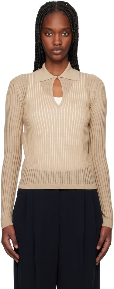 Sveter Max Mara Max Mara Ribbed Keyhole Polo Top Béžová | 2516361021600, 0