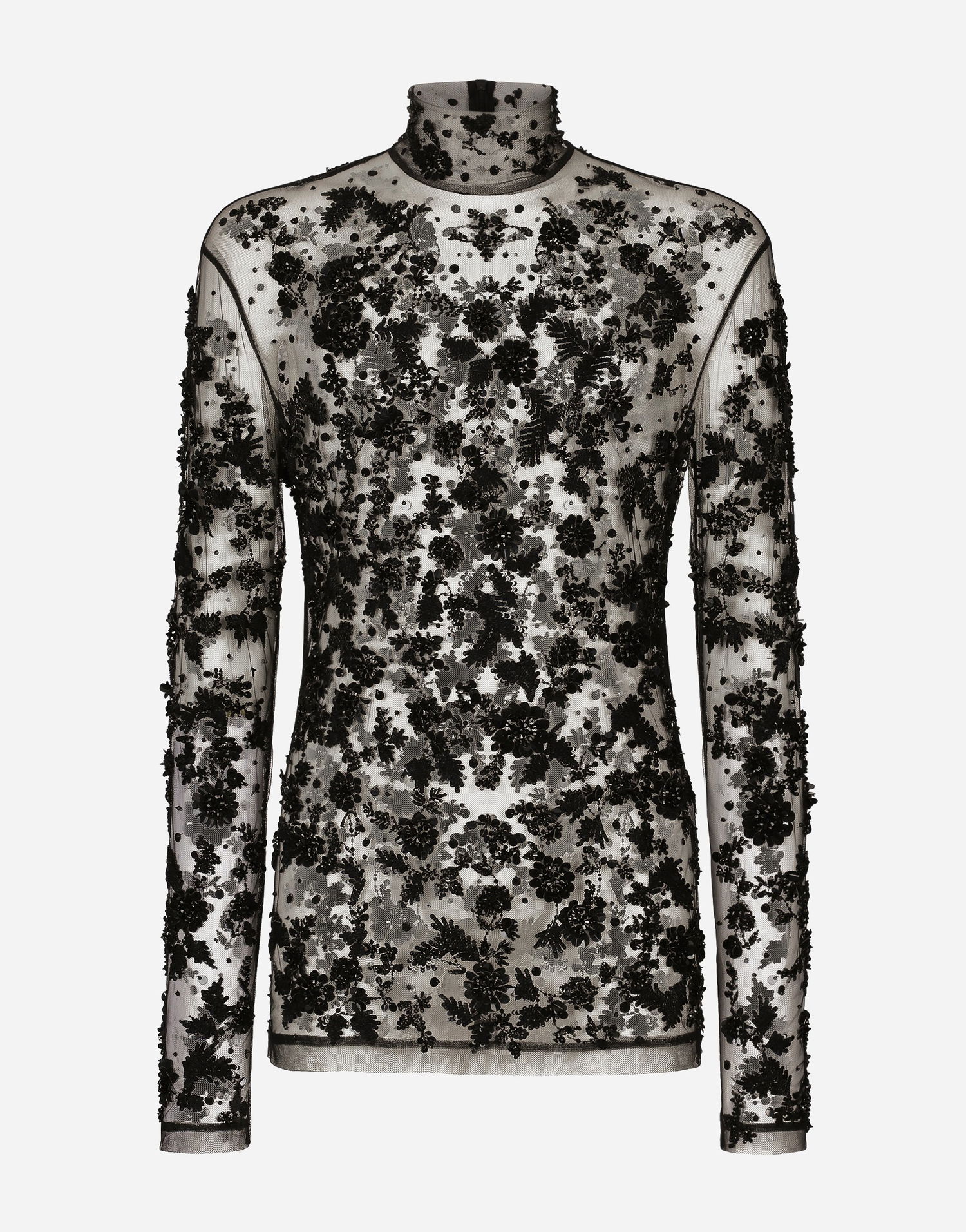 Tričko Dolce & Gabbana Sequined Tulle T-shirt Čierna | G8RD9ZG7KG4N0000, 0