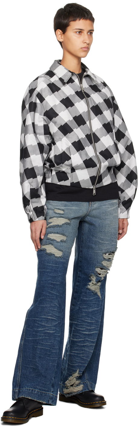 Check Print Zip-Up Jacket