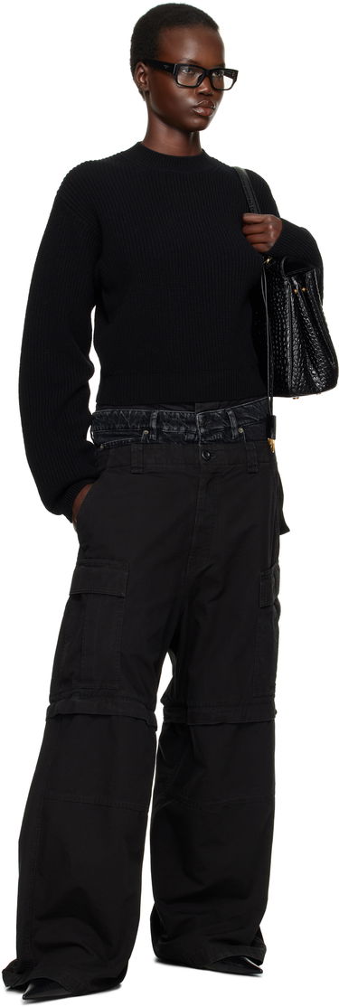 Cargo nohavice Balenciaga Cropped Wool Sweater Čierna | 808444 T1703, 3