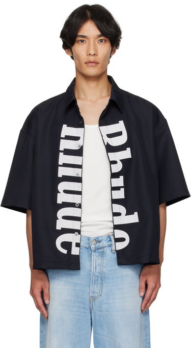 Košeľa Rhude Rhude Center Logo Button-Up Shirt Čierna | RHPF25SR01731, 0
