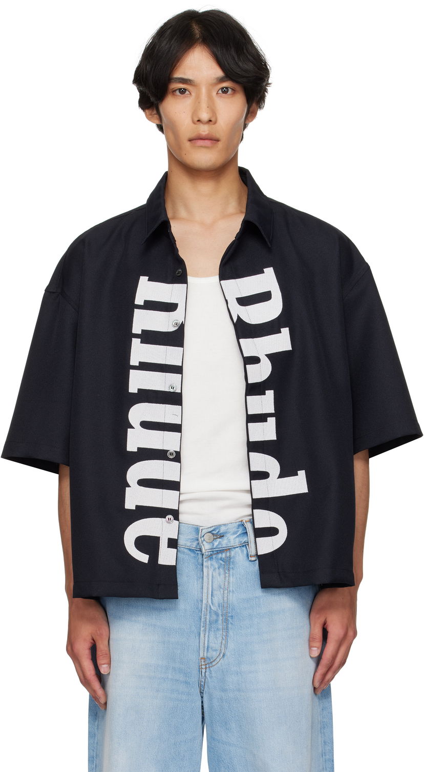 Košeľa Rhude Rhude Center Logo Button-Up Shirt Čierna | RHPF25SR01731