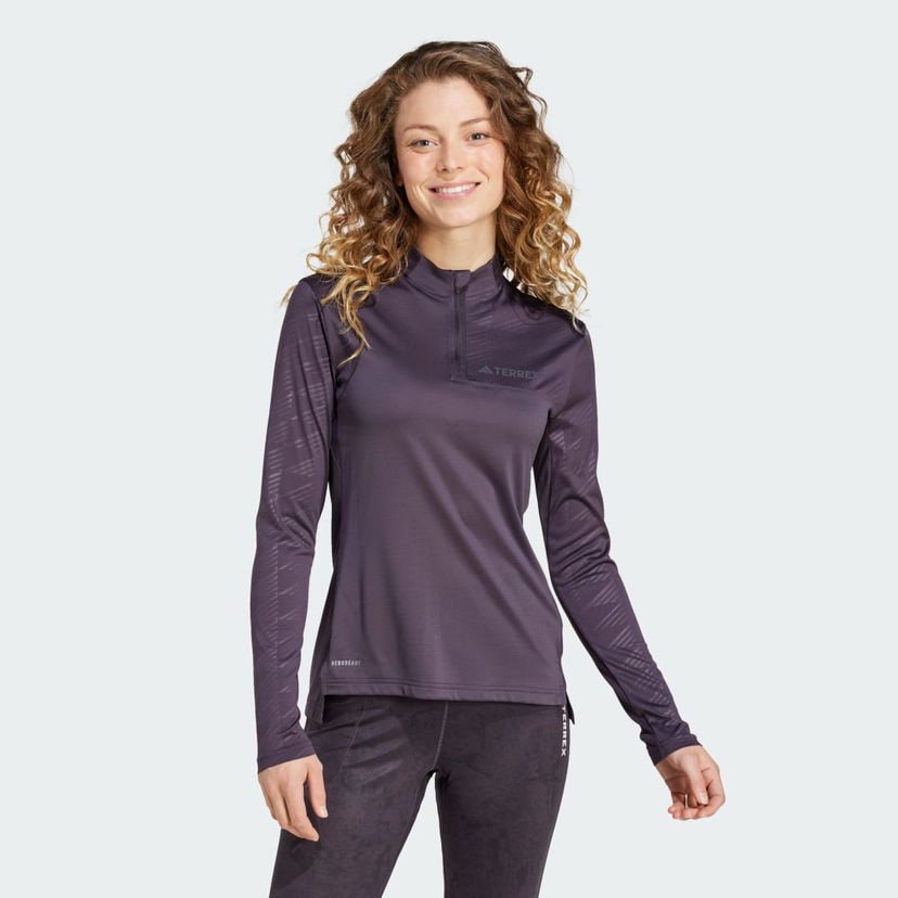 Tričko adidas Performance Terrex Multi Half-Zip Long Sleeve Vínová | IW9189