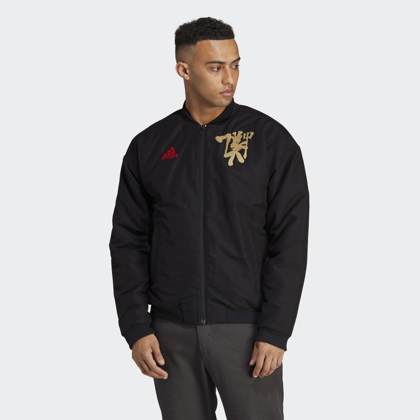 Bomber bunda adidas Performance Manchester United Chinese Story Padded Bomber Jacket Čierna | HT1991