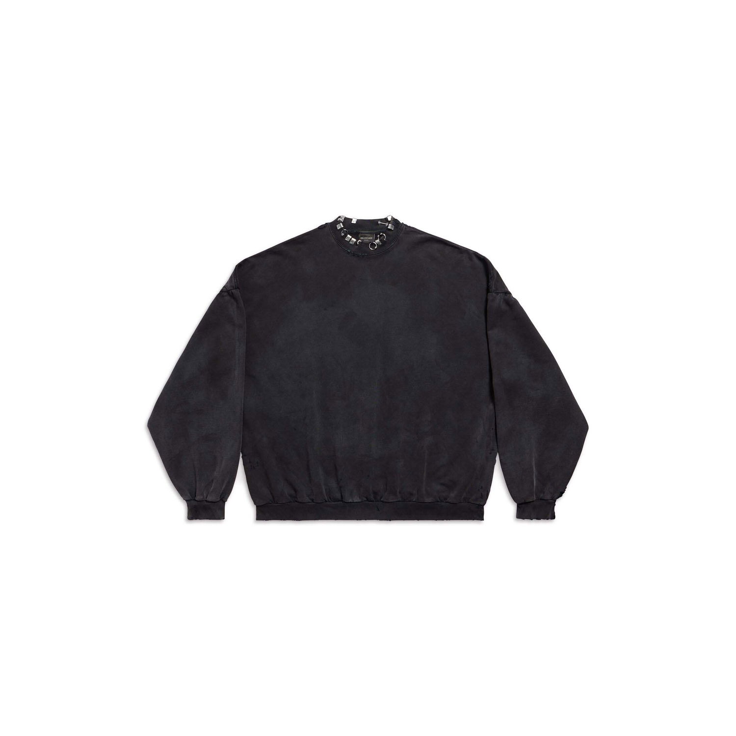 Sveter Balenciaga Pierced Round Sweatshirt Čierna | 762718TPVD91055, 0