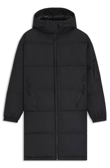 Parka BOSS Water-repellent Padded Parka Jacket with Detachable Hood Čierna | 50546807